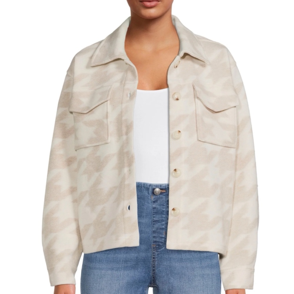 🆕 Time and Tru Brushed Fleece Shacket L Large 12 14 NWT New! Herringbone Jacket